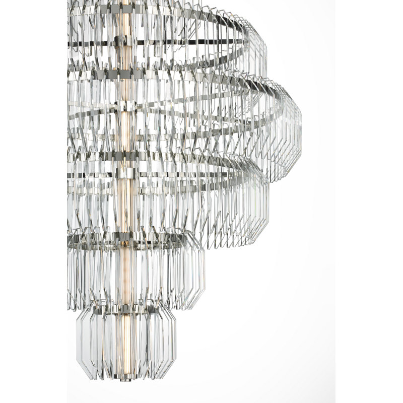 Waterford Killarney 32" Layered Chandelier with Clear Crystal, Polished Nickel