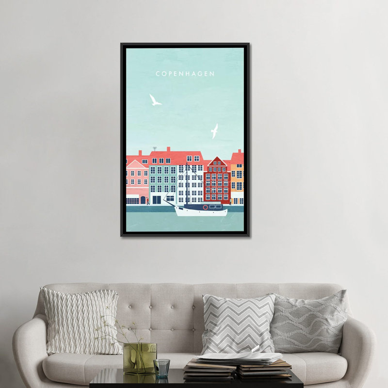 « copenhague », impression sur toile, H 26 po x l 18 po x P 1,5 po, Toile avec cadre noir, Pas de tapis