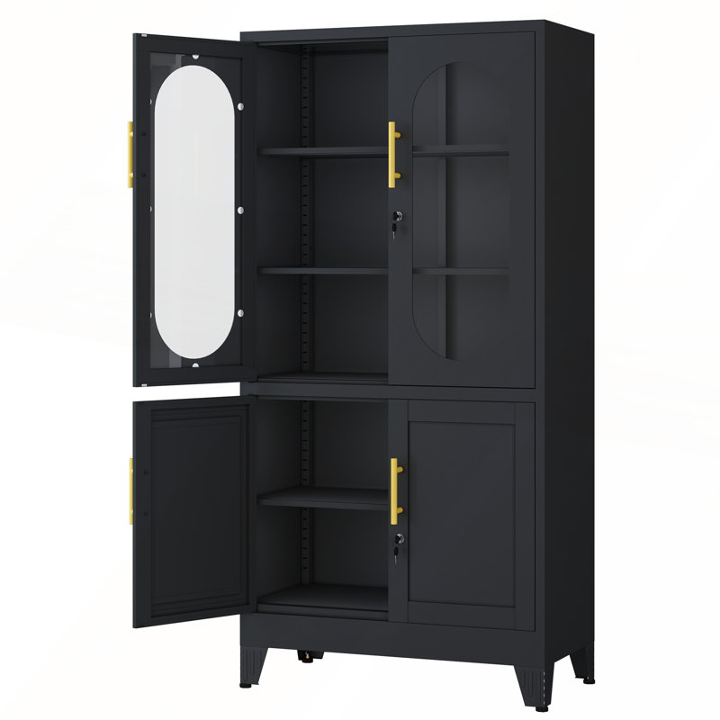 Armoire de rangement verrouillable polyvalente en fer, Noir