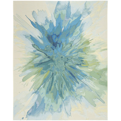 Nourison Color Splash 4' x 6' Ivory Blue Modern Rug