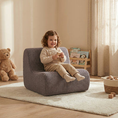 Lightweight Kids' Corduroy Sofa With Carrying Handles, Non-Slip Base And Supportive No-Spine Build
