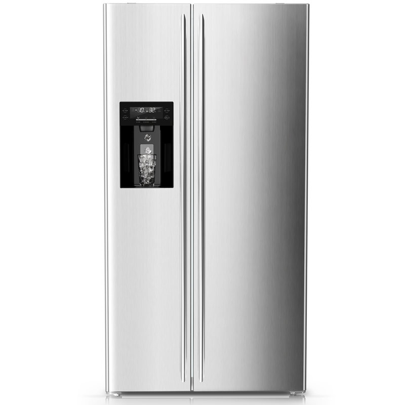 21 pieds cubes Réfrigérateur côte à côte de 36 po de profondeur avec distributeur d'eau et de glace, dégivrage automatique, acier inoxydable gris, pour la cuisine / le bureau / commercial