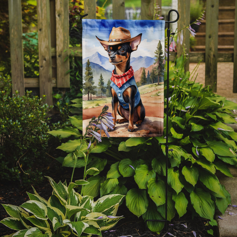 Drapeau Cowboy Welcome Garden, Pinscher miniature