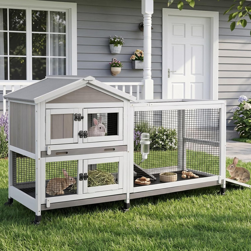 Cage pour petits animaux Bremond PETSCosset, cage intérieure et extérieure sécuritaire et durable pour lapins, cage en bois de sapin avec roues