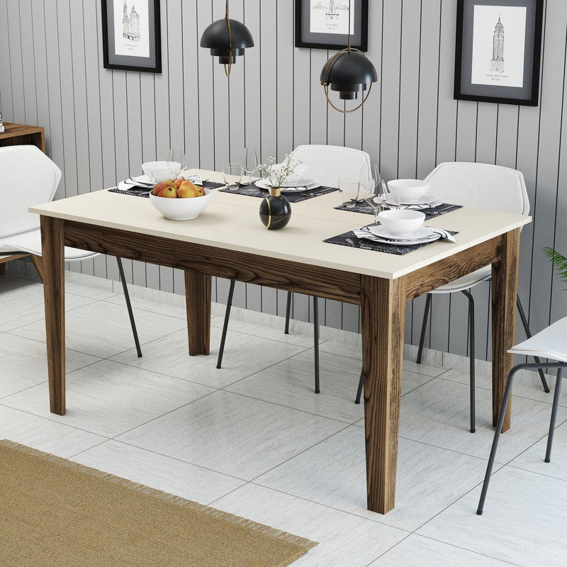 Ferro Beech Dining Table, Walnut, Cream