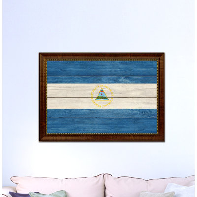 «Nicaragua Country Flag», impression sur toile encadrée
