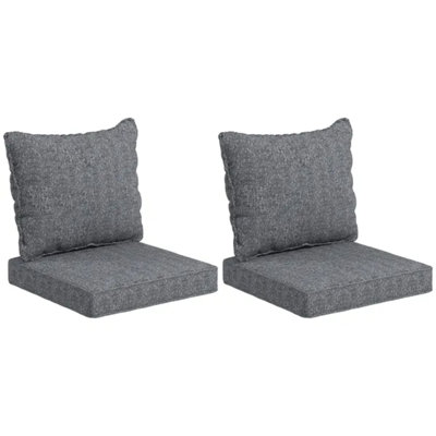 Ensemble de 4 coussins de chaise de patio gris, siège et coussin de remplacement résistants aux rayons UV