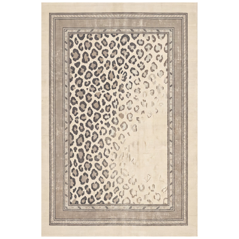 Tapis Anglesite à motifs animaux, gris, beige et crème, antidérapant, à poils courts, pour l'intérieur et l'extérieur, adapté aux animaux de compagnie, salon, chambre, salle à manger, entrée, couloir, bureau, lavable