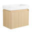 Meuble-lavabo 24 po avec lavabo en céramique, meuble-lavabo mural flottant, rangement en bois à double porte, évier élégant en chêne avec rangement pour salle de bain, pratique-951429011