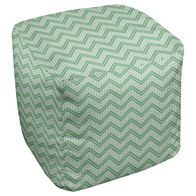 Repose-pieds cubique à motif à chevrons à la main classic, Vert