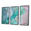 Turquoise abstrait marbré - 3 pièces, reproduction sur toile flottante-476292799-476292785