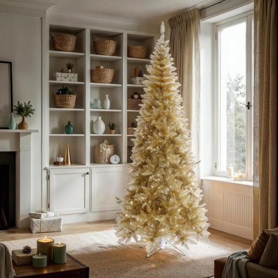 Champagne Tinsel Fir 10' H Artificial Fir Christmas Tree
