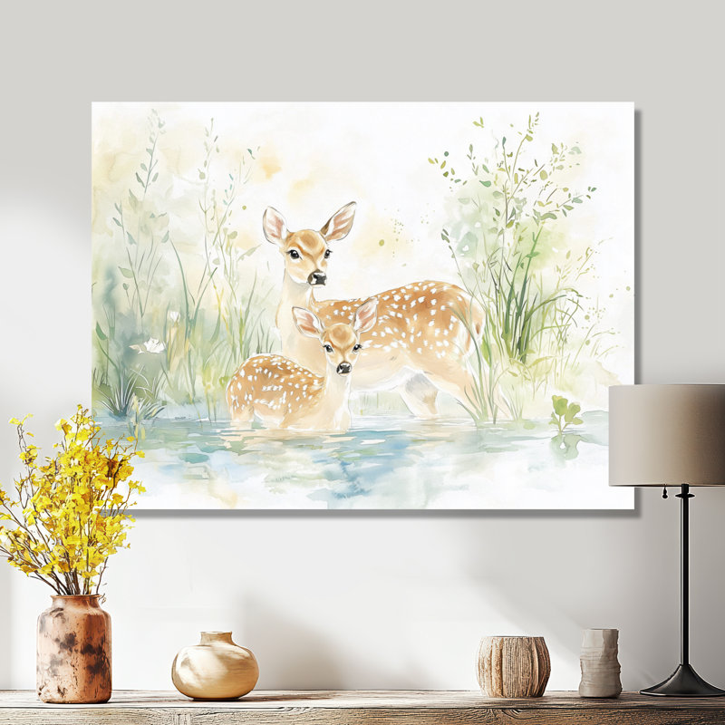 «Deer By The River I», art mural en métal animaux, cerf, H 24 po x l 32 po