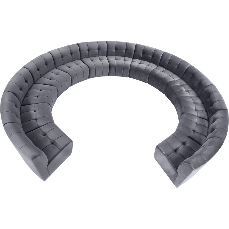 Jedson Velvet Sectional Symmetrical, Grey Velvet