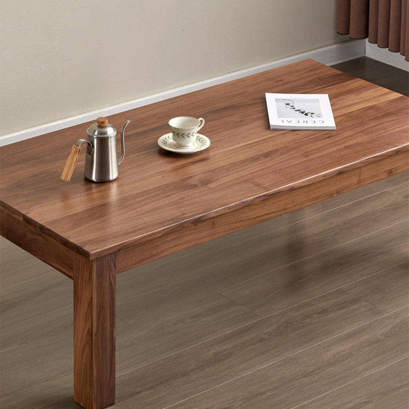 Rectangular solid wood coffee table, 17.7" H x 47.2" L x 23.6" W, Dark Walnut