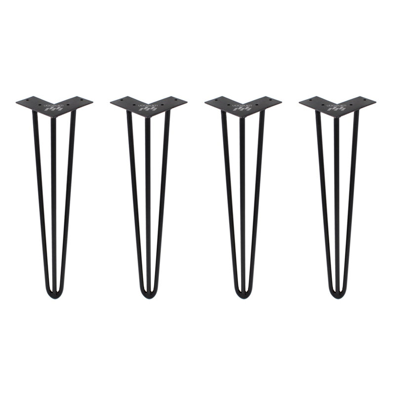 Solid Hairpin Table Legs 18 Inch, Metal Table Legs Heavy Duty 3-Rods 1/2'' Diameter, 880lbs Load Capacity, Set of 4 DIY Projects for Coffee Tables, Desk, Dining Tables, Bench