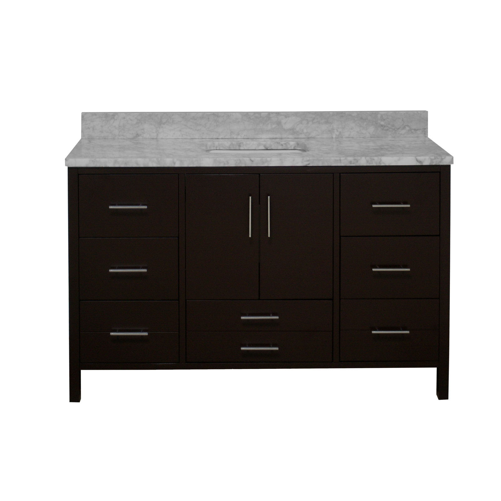 Kiara 60" Carrara Marble Single Bathroom Vanity, Chocolate, Carrara Marble
