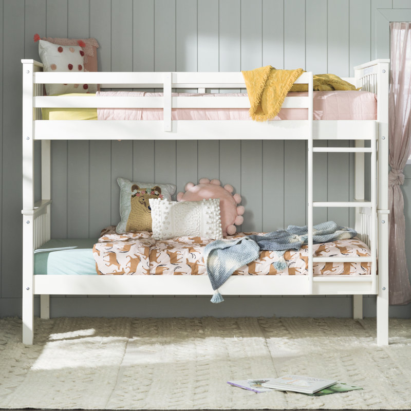 Brinna Kids Twin Over Twin Bunk Bed, Off White