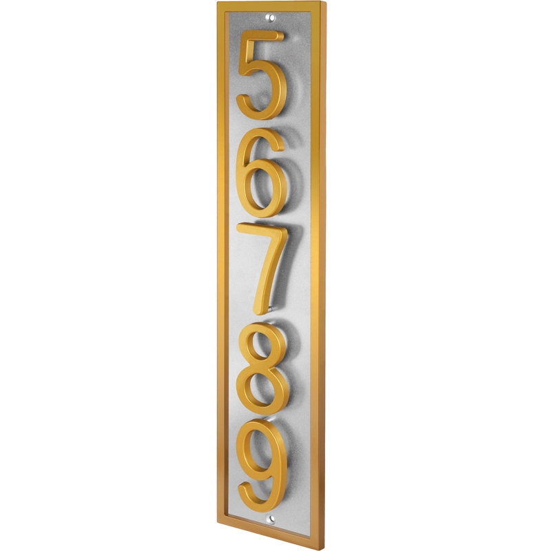 Plaque d'adresse flottante en aluminium Royal Shade, Doré, Oui, Argent argent