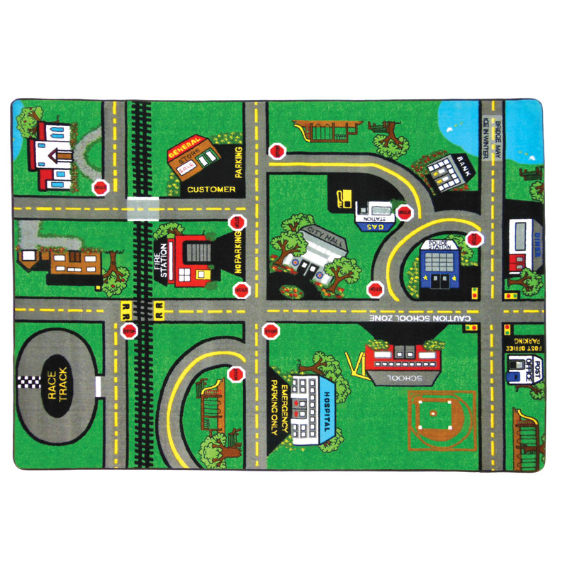 Tapis gris / vert Durable Play Towns, Rectangle 4 pi x 6 pi