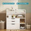 Commode à langer blanche, 3 tiroirs et 3 tablettes de rangement, station à couches en bois