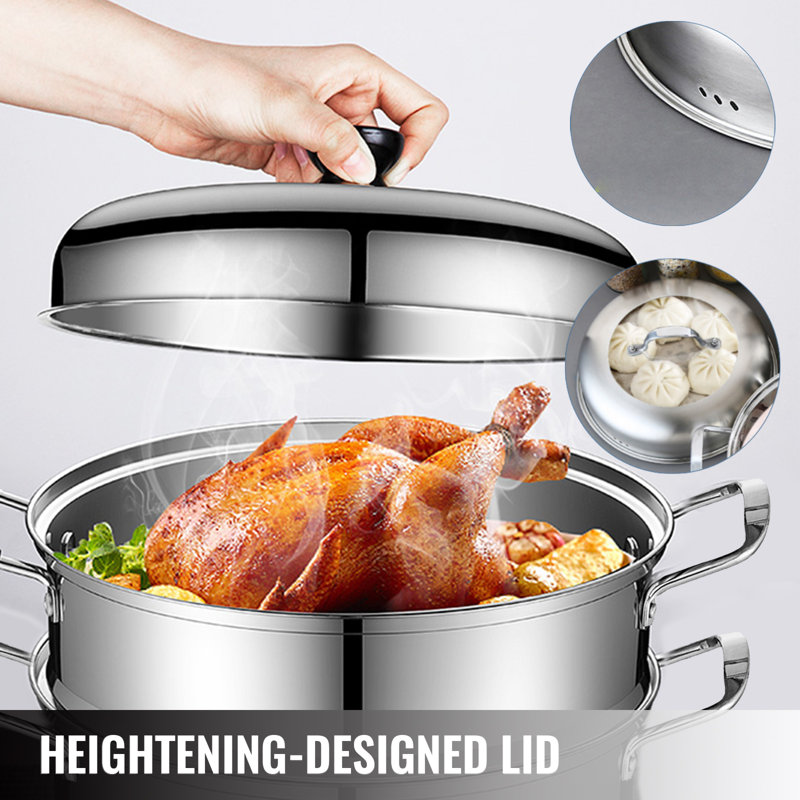 VEVOR 5-Tier Stainless Steel Food Steamer Set with Glass Lid