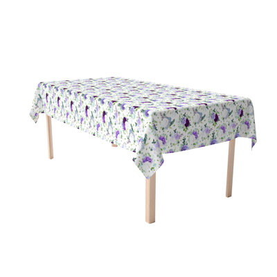 Rectangular Tablecloth, 100% Cotton, 52X104", Purple & White Hydrangeas
