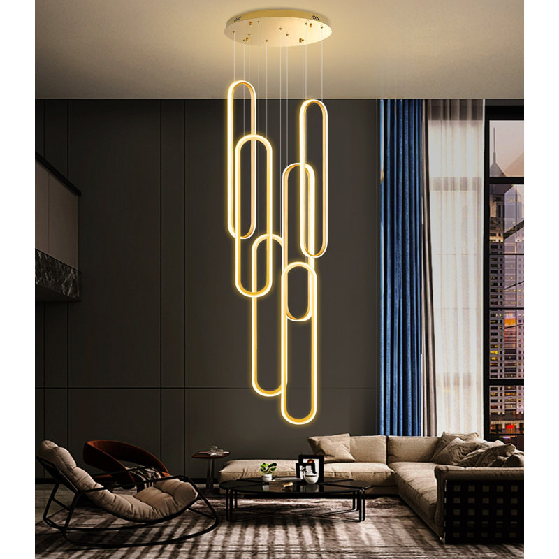 Lustre moderne à intensité variable de 138 po à DEL