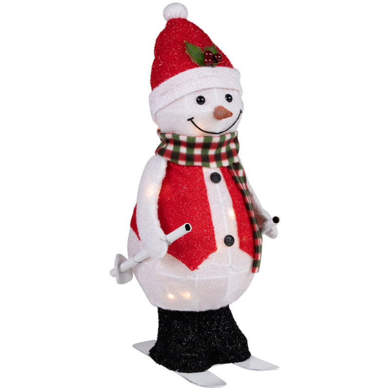 24" Lighted Animated Skiing Snowman Christmas Figurine