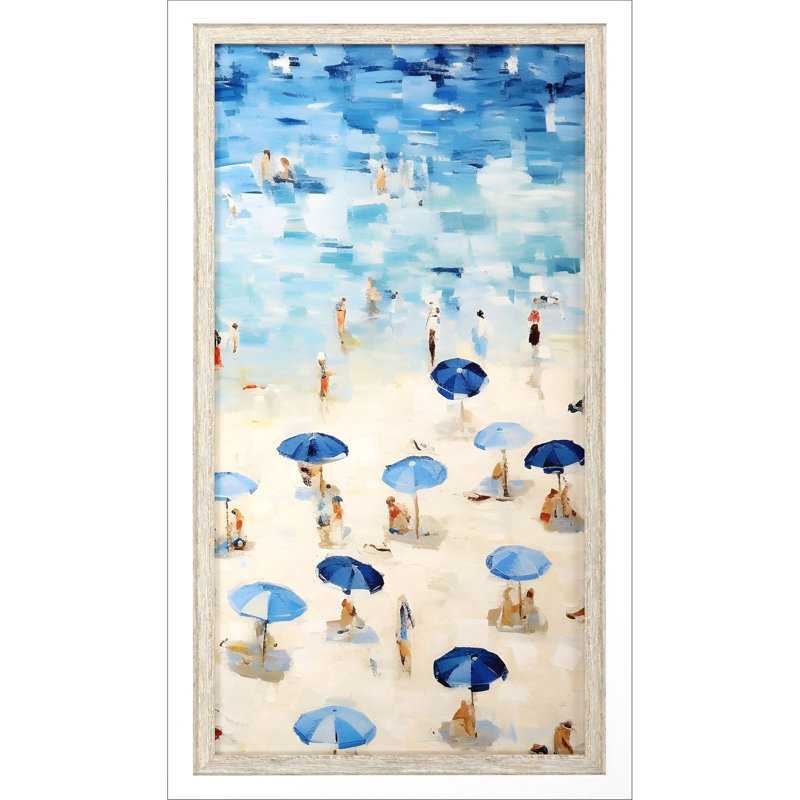 Vue aérienne de la plage, art mural blanc encadré