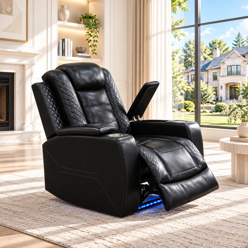 Fauteuil inclinable électrique haut de gamme en similicuir, Black Faux Leather