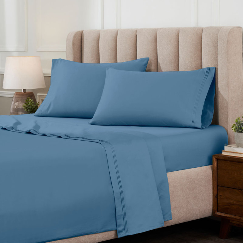 Ensemble de draps en coton égyptien luxueux de couleur unie à densité de tissage de 1000 fils avec poches profondes Simba