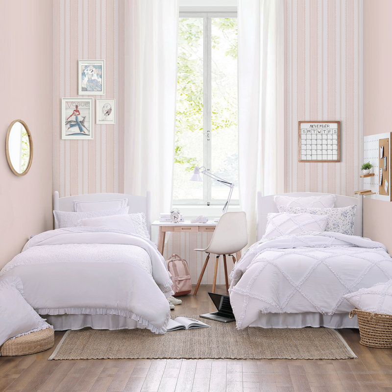 MF Eyelet Laura Ashley Eyelet Ruffle Reversible White Comforter Set, Queen Comforter + 2 Standard Shams