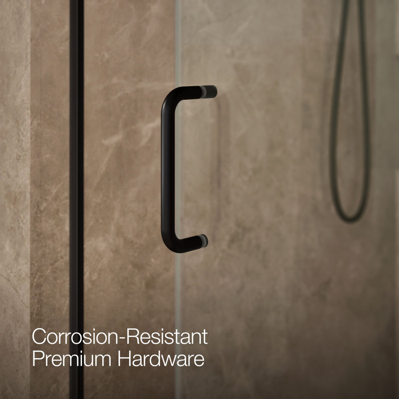 Elate Tall Sliding Shower Door, 75-1/2-In H X 56-1/4 - 59-5/8-In W, With Heavy 5/16-In Thick Crystal Clear Glass, Black