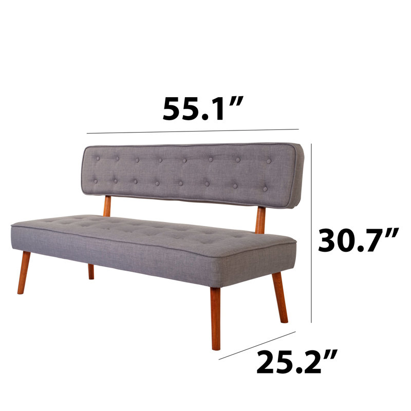 Polyester Upholstered Bench, Gray