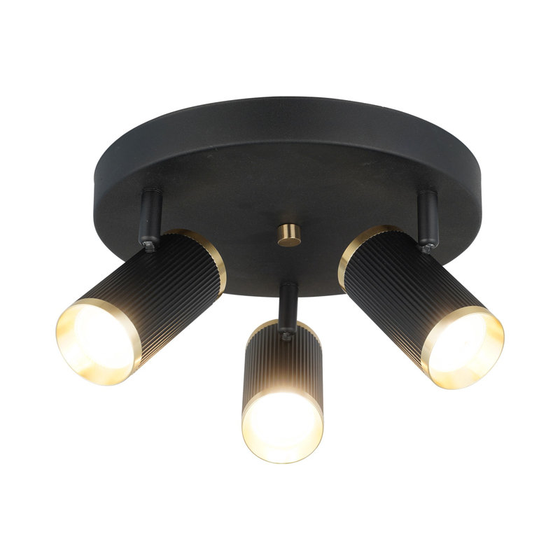 Lustre élégant en métal, finition noire et laque antique, 10,8 po x 10,8 po x 5,9 po | 3 x douilles GU10 (7 W maximum) et ampoule incluse | Luminaire élégant pour le salon, la salle à manger et l'entrée, classé IP20
