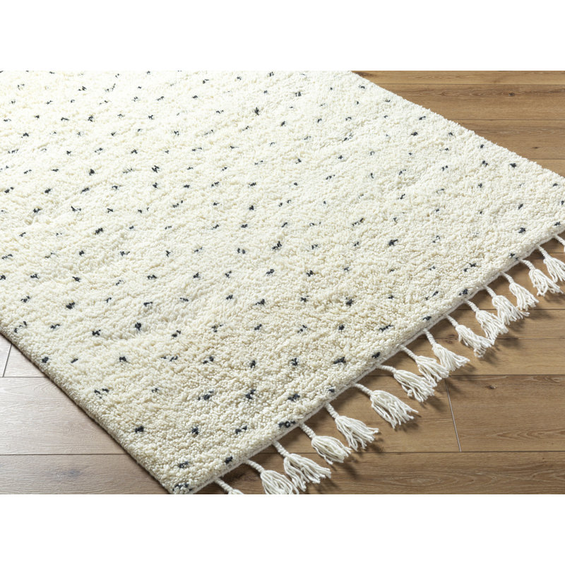 Kyra Off-White and Black Wool Geometric Flat Woven Rug