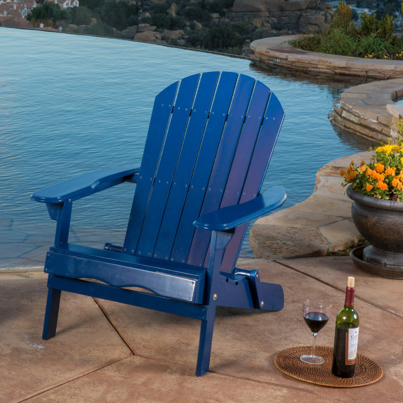Chaise Adirondack d'extérieur en bois avec accoudoirs, Bleu