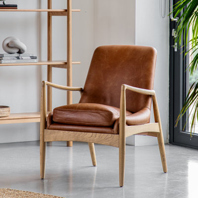 Loren Upholstered Top Grain Leather Armchair