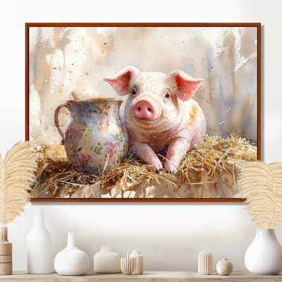 «Milk and Pig Portrait At The Farm I», reproduction sur toile encadrée