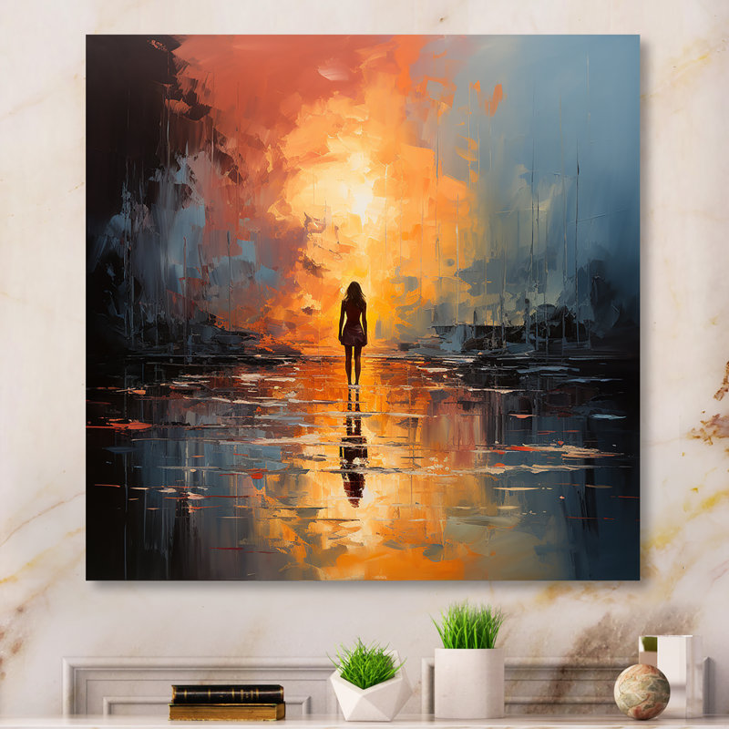 «Abstract Impressionistic Silhouette Woman», reproduction d'art murale abstraite en métal, H 36 po x l 36 po