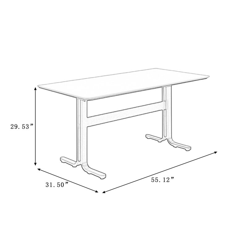 Black Rectangular Sintered Stone tabletop Dining Table, 29.53"H x 55.12"L x 31.5"W, Black