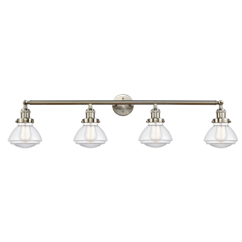 Éclairage pour salle de bain 4 lumières Chesterville, Ampoule incandescente rétro de 60 watts, Transparent, Or satiné