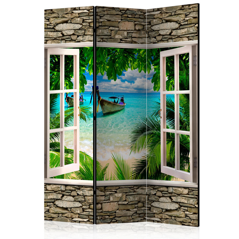 Chung Solid Wood Folding Room Divider, 3