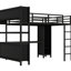 Lit mezzanine en métal noir pour adolescents, grand lit avec rangement fonctionnel et garde-robe-261539373