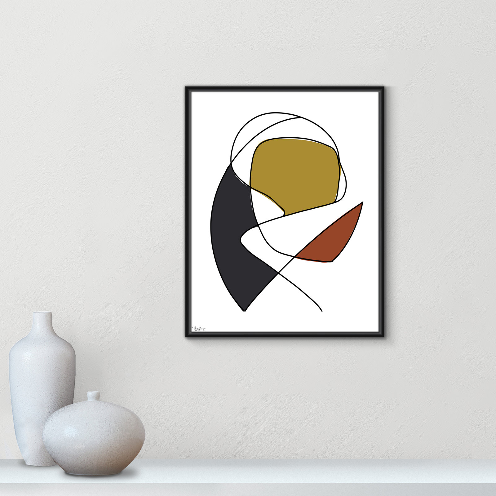 Paige "Abstract Tribeca 3" Print, Black, 29.5" H x 23.5" W x 2" D