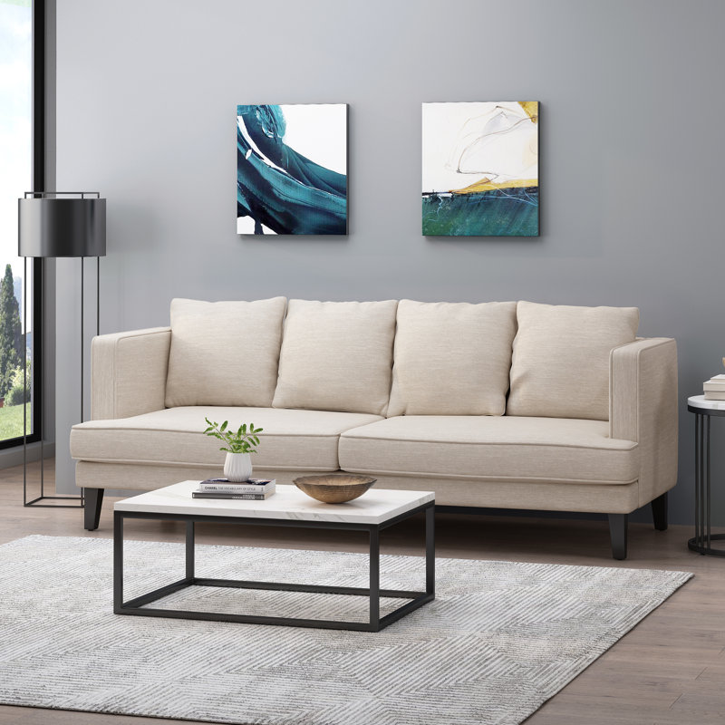 Canapé à accoudoirs carrés 86 po, Beige