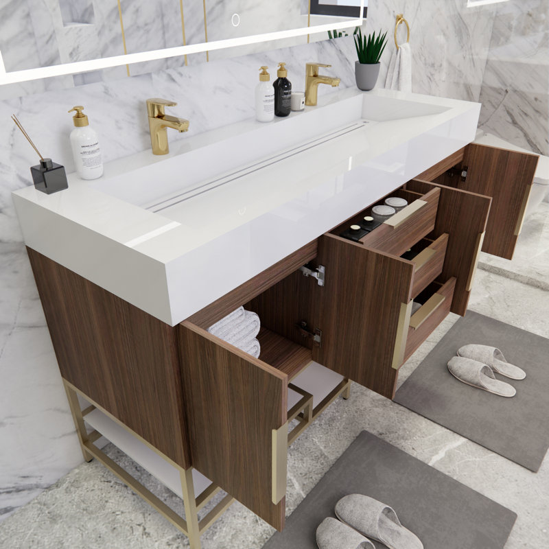 Ensemble de meuble-lavabo double 59 po Glasgow, Palissandre