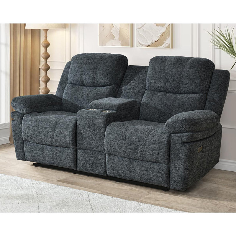  Causeuse inclinable électrique Bennett avec console centrale et chargement USB, gris anthracite, Gris anthracite