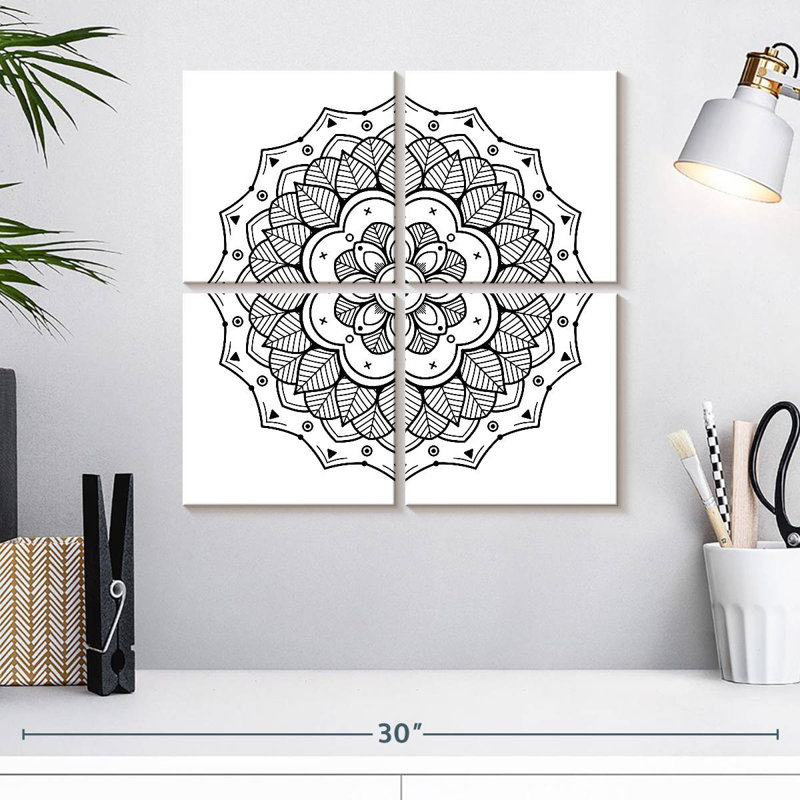 Mandala BW, H 18 po x l 18 po